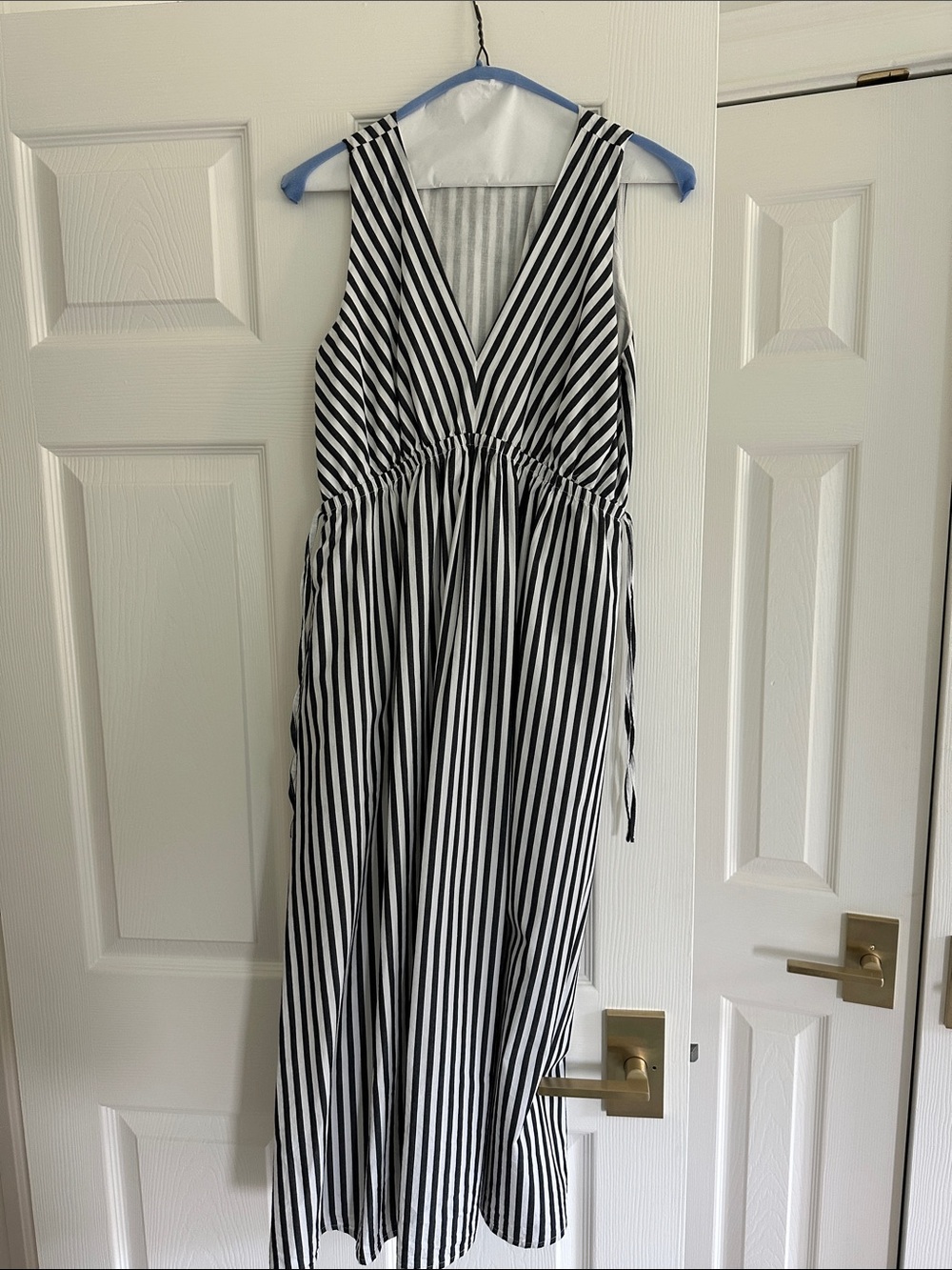Greylin Black and White Striped Midi Dress